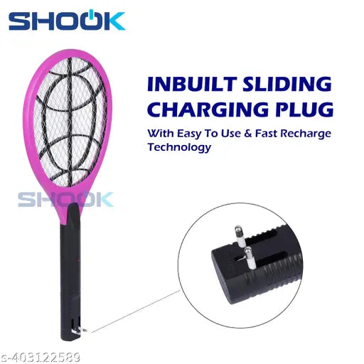 SHOOK Rechargeable Electric Mosquito Killer Bat | Anti-Mosquito Racket with 2-Pin Plug
