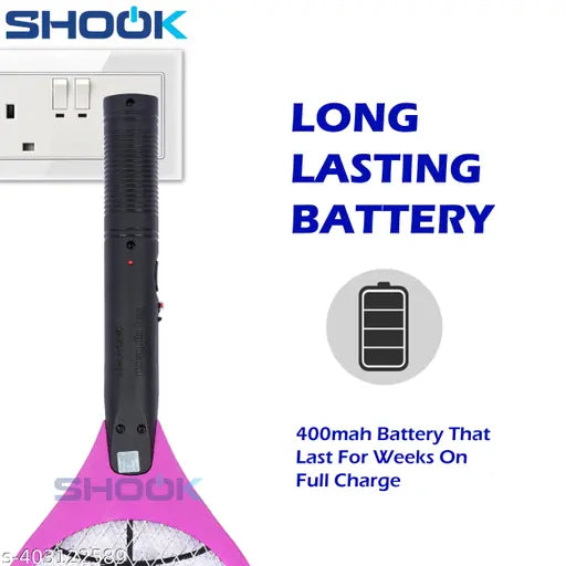 SHOOK Rechargeable Electric Mosquito Killer Bat | Anti-Mosquito Racket with 2-Pin Plug