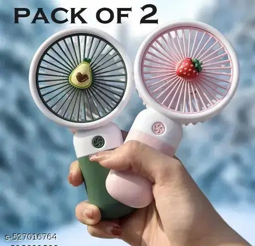 Cartoon USB Mini Fan & Phone Holder | Rechargeable (Pack of 2)
